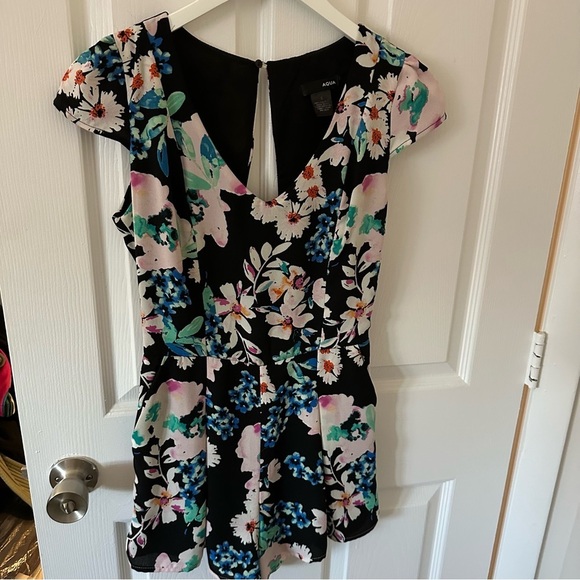 Aqua Pants - Floral Open Back Romper